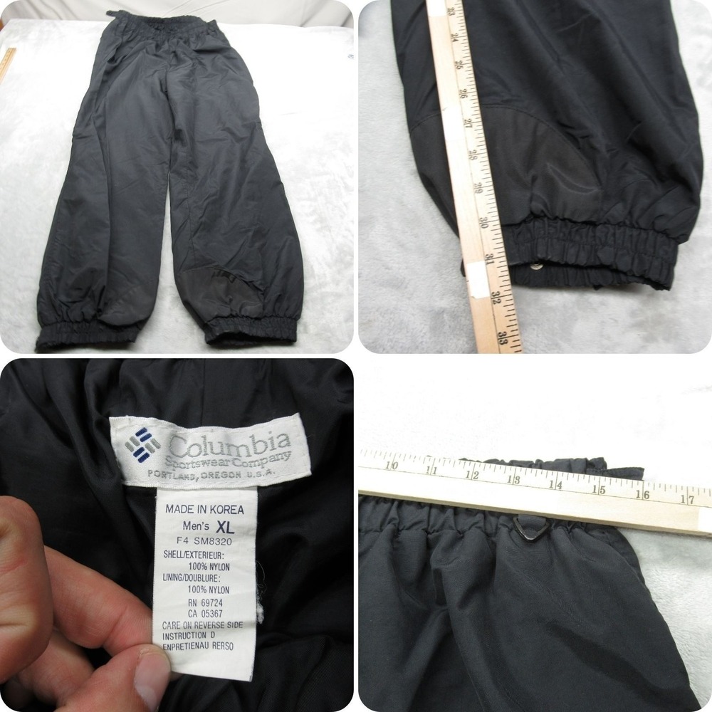 Columbia Rain Pants Mens XL Black Water Resistant Pack Light Hiking 30x31 VTG
